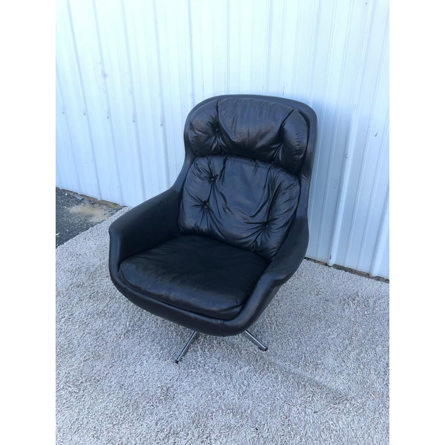 Mid Century Modern Black Leather Lounge Chair by Selig Chairish