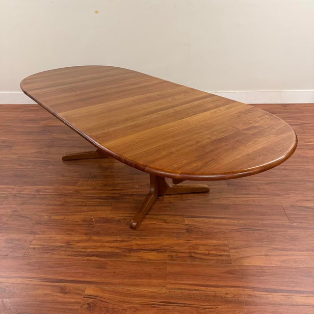 Wood Danish Solid Cherry Oval Dining Table With 2 Leaves - 70"-108" For Sale - Image 7 of 10