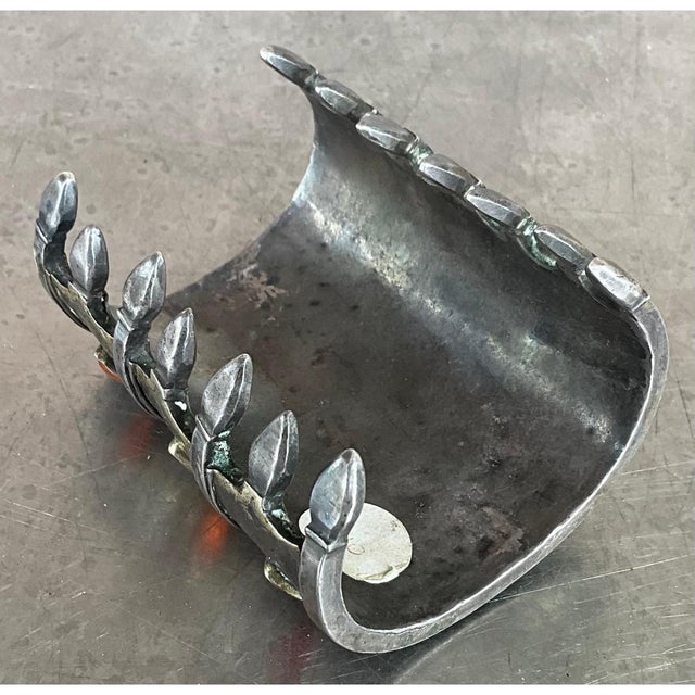 Copper Vintage Carnelian Gilt Silver Turkoman Cuff For Sale - Image 8 of 12