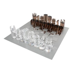 Michel Dumas for Roche Bobois Plexiglass and Aluminum Chess Game Set, Circa 1970