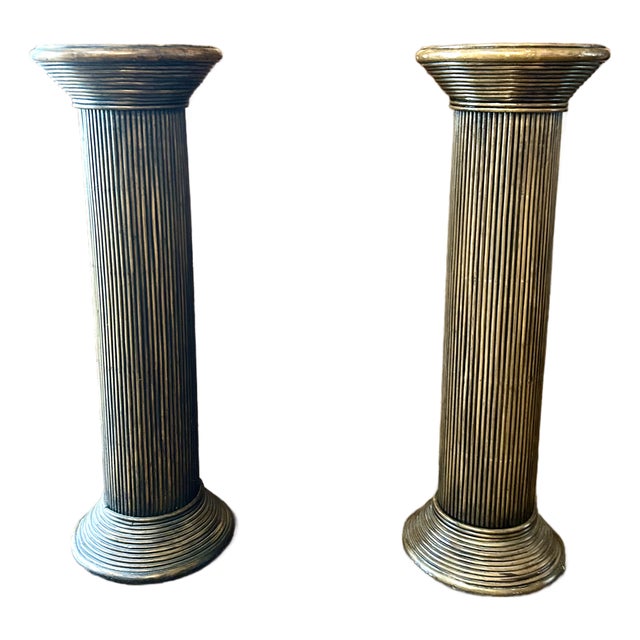 Vintage Pencil Reed Pedestal Fluted Columns - A Pair For Sale