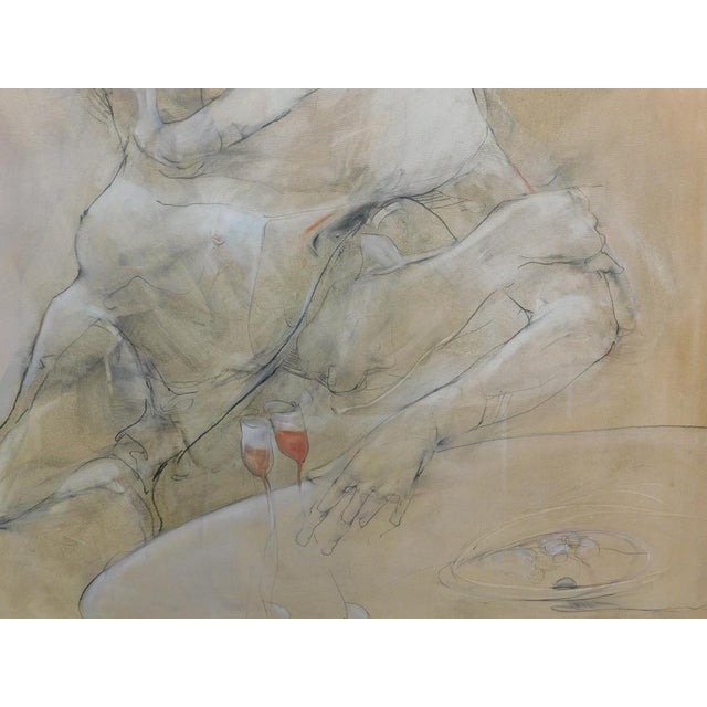 Figurative Jurgen Gorg "Zum Wohl" Acrylic on Canvas Custom Framed Hand Signed Make Offer For Sale - Image 3 of 7