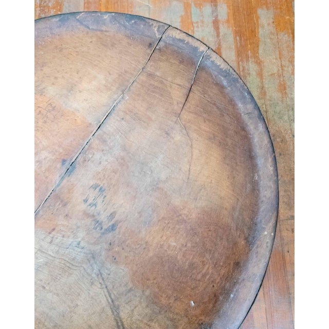 19th or 20th Century Large 30" Primitive Elm Carved Dough Bowl For Sale - Image 11 of 18