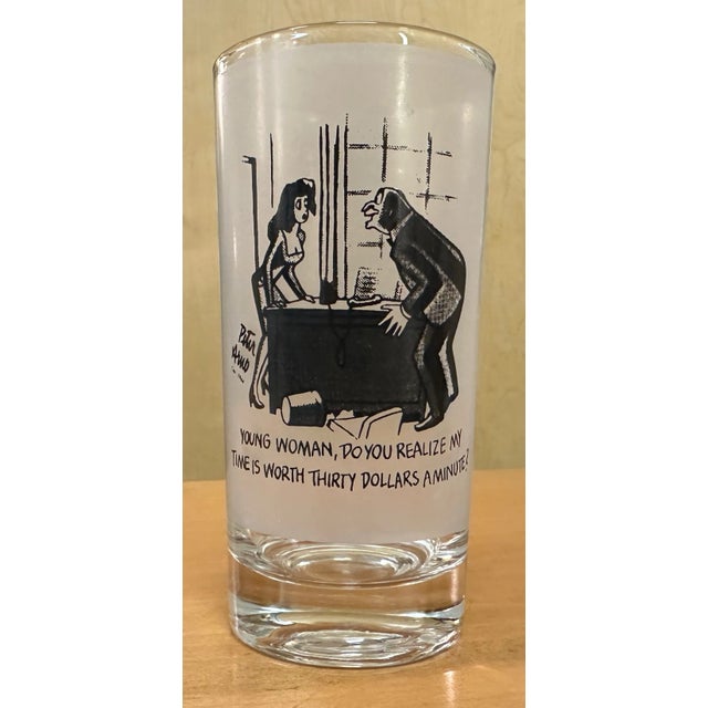 Set of 3 Mid-Century Frosted High Ball Glasses, Peter Arno, 1940's For Sale In San Diego - Image 6 of 10