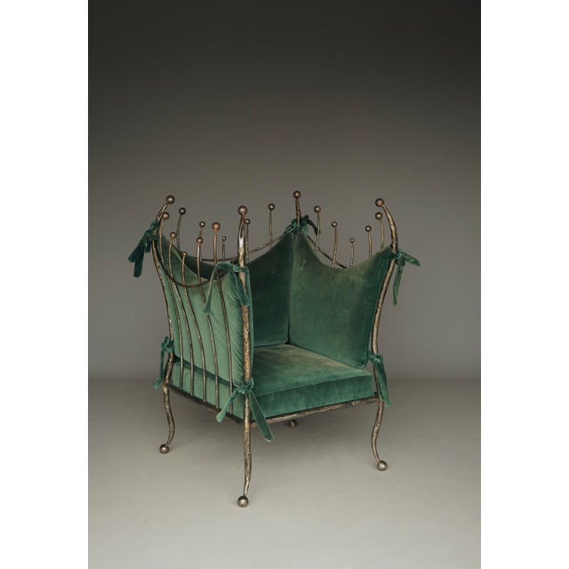 Metal Set of Vintage Lounge Chair and Ottoman, 1980s For Sale - Image 7 of 16