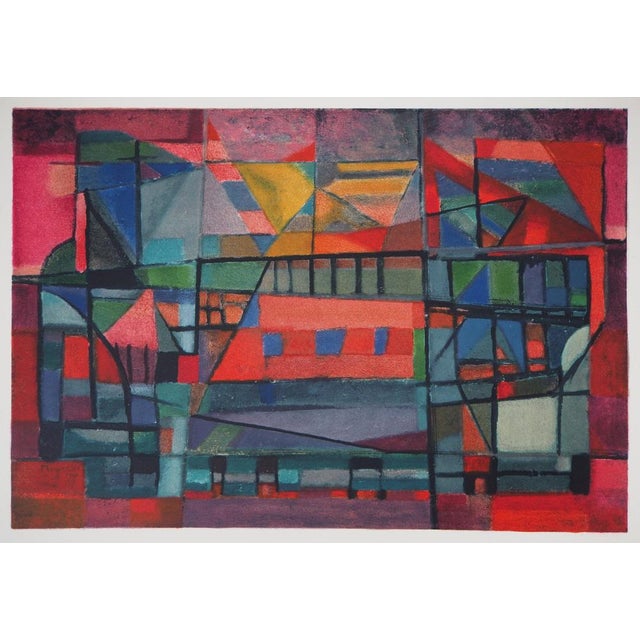 Alfred Manessier (1911-1993) The Construction of the Ark Color lithograph after a painting by the artist Signed in the...
