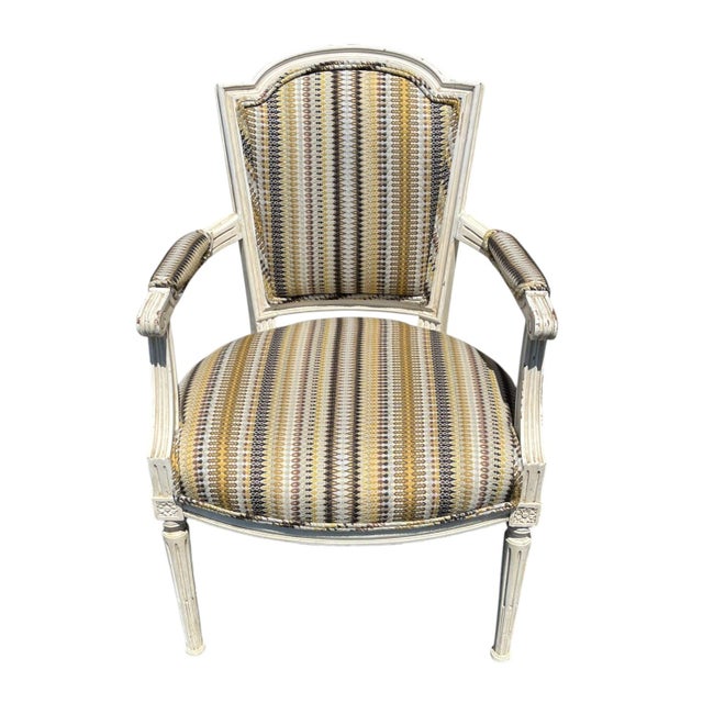 Early 20th Century Pair of Louis XVI Style Cabriolet Chairs. Hand Carved, Painted. For Sale - Image 11 of 18