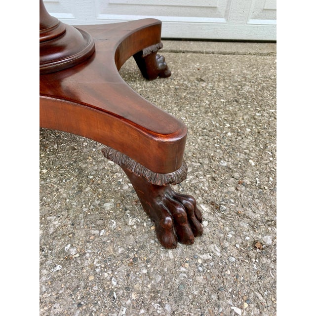 Wood Antique American Empire Mahogany Paw Foot Pedestal Center Table, Late 19th Century For Sale - Image 7 of 12