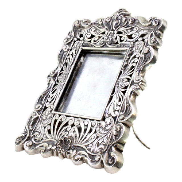 Silver Frame with Shell Reliefs and Support Stand For Sale