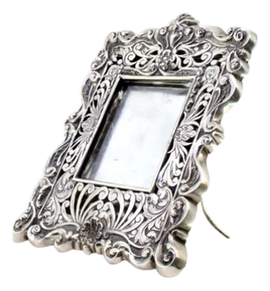 Silver Frame with Shell Reliefs and Support Stand