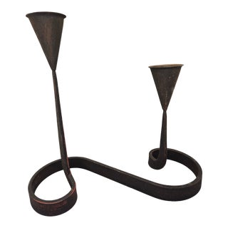 Vintage Metal Mid Century Candle Holder For Sale