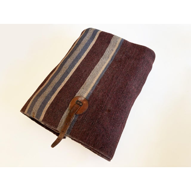 1900 - 1909 1900s Antique Striped Wool Horse Blanket For Sale - Image 5 of 9