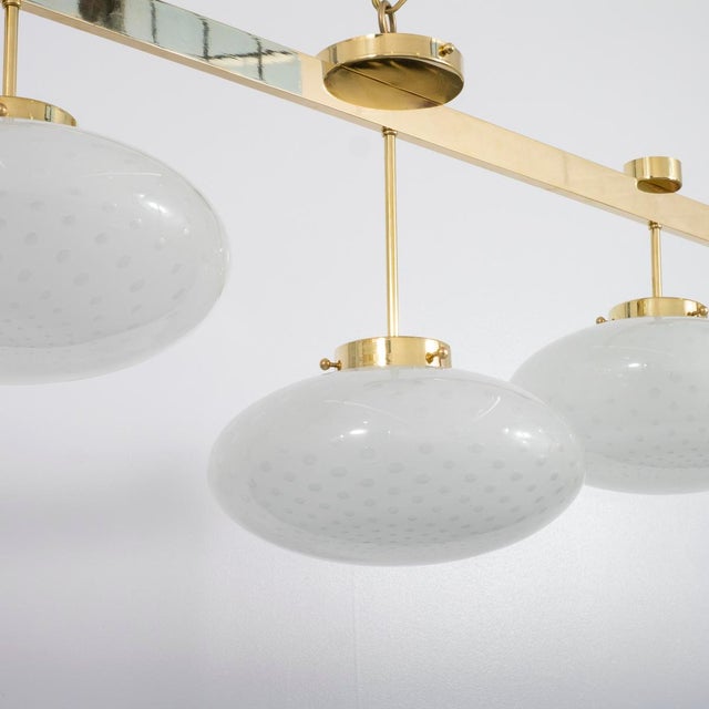 2000 - 2009 Modern linear chandelier with Murano glass shades For Sale - Image 5 of 15