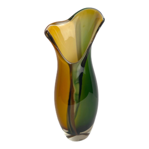 Murano Style Hand-Blown Glass Vase, Multi-Colored Glass Vase Signed Molinari