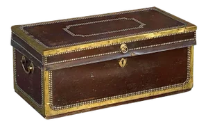 English Campaign Trunk of Brass-Bound Leather and Camphor Wood, Circa 1820