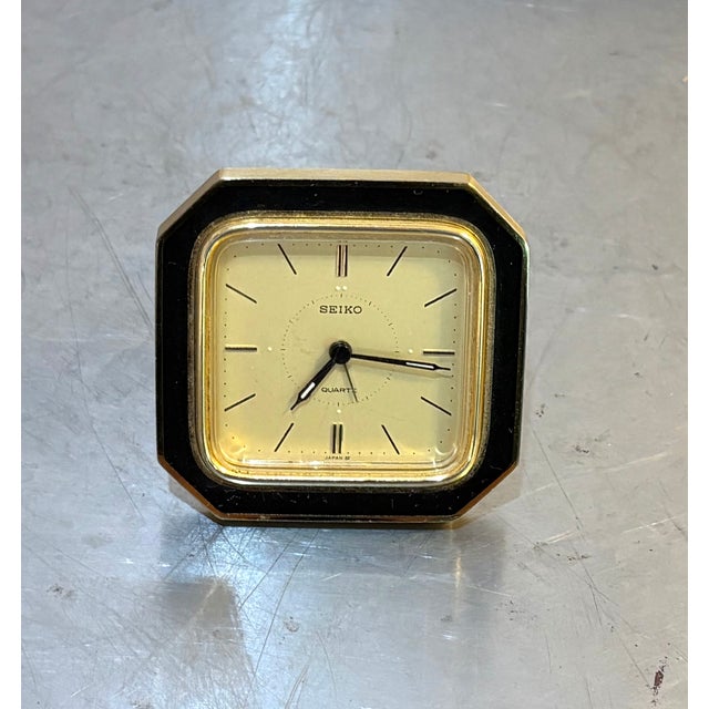 Seiko Seiko 1990s Postmodern Gold Folding Travel Clock For Sale - Image 4 of 5