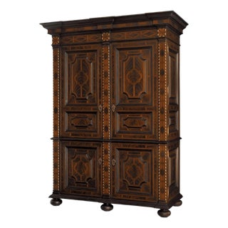 Alfonso Marina Brussels II Brittany Ebony Inlaid Armoire Linen Press For Sale