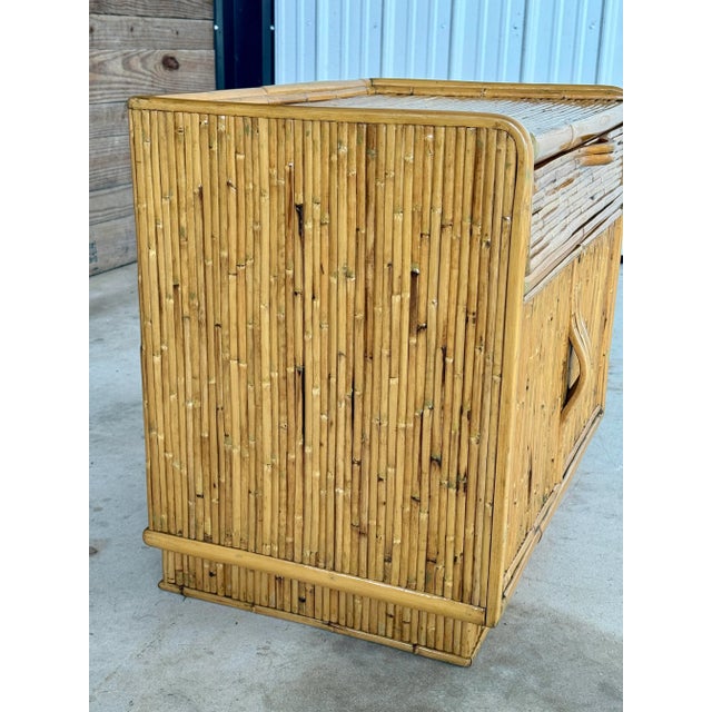 Vintage Refinished Coastal Organic Modern Split Rattan Nightstand or Chest For Sale - Image 4 of 12