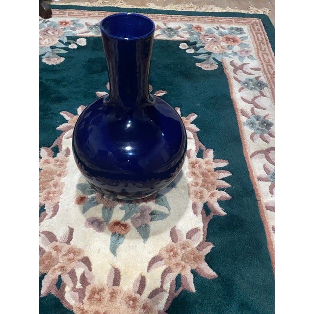 Chinese ChineseVASE . Chinese Porcelain. Cobalt Blue Monochrome Porcelain Vase. For Sale - Image 3 of 12