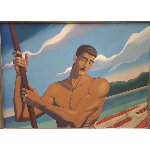 1920s Arman Tateos Manookian Attributed Hawaii Artist Large Oil Painting on Canvas For Sale - Image 5 of 10