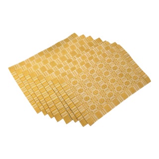 Reversible Gold Placemats Overshot Jacquard Weave - Set of 8 For Sale