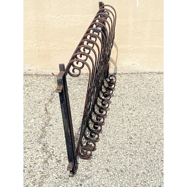 Antique Art Nouveau Black Wrought Iron Heart and Scroll 23x52 Garden Fence Gate For Sale - Image 9 of 11