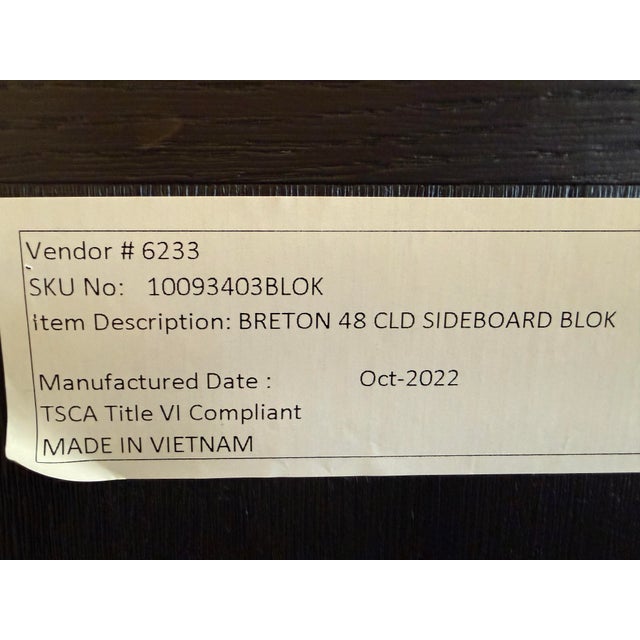 Restoration Hardware Restoration Hardware Breton Double-Door Sideboard, Black Oak With Bronze For Sale - Image 4 of 12