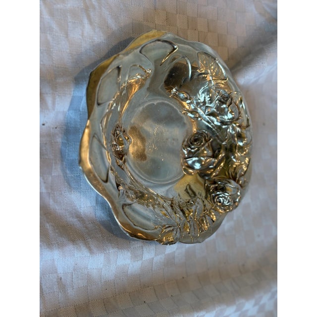 Art Nouveau Early 20th Century Sterling Silver Repousse "Rose" Dish For Sale - Image 3 of 10
