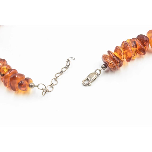 Metal Amber and Green Stone Bead Necklace with Sterling Silver For Sale - Image 7 of 10