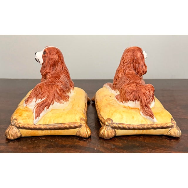 Pair of Italian Porcelain Cavalier King Charles Spaniel Figurines For Sale - Image 9 of 11