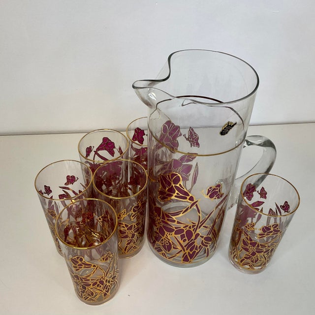 1960s Vintage Hollywood Regency Tom Collins Pitcher Set, West Virginia