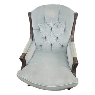 Vintage Hickory Chair Tufted Velvet Armchair (Model 986-88) - Light Blue For Sale