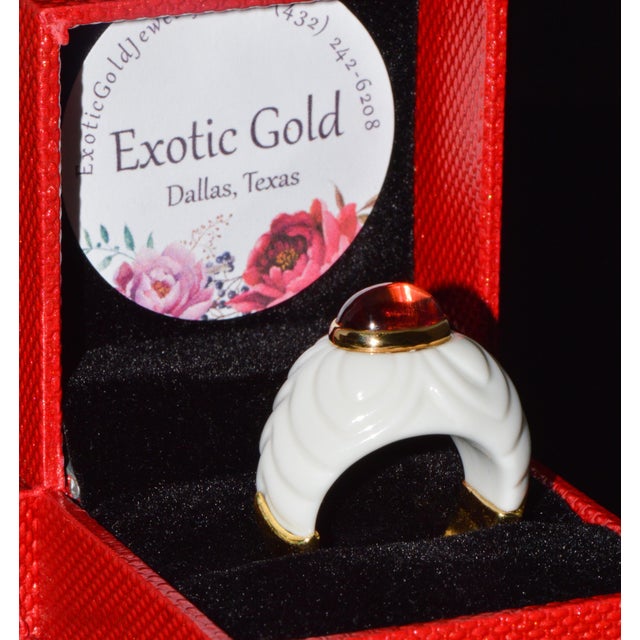 Vintage Bvlgari Chandra Pink Tourmaline & White Porcelain Ring in 18k Yellow Gold – Size 7.5 For Sale - Image 13 of 18