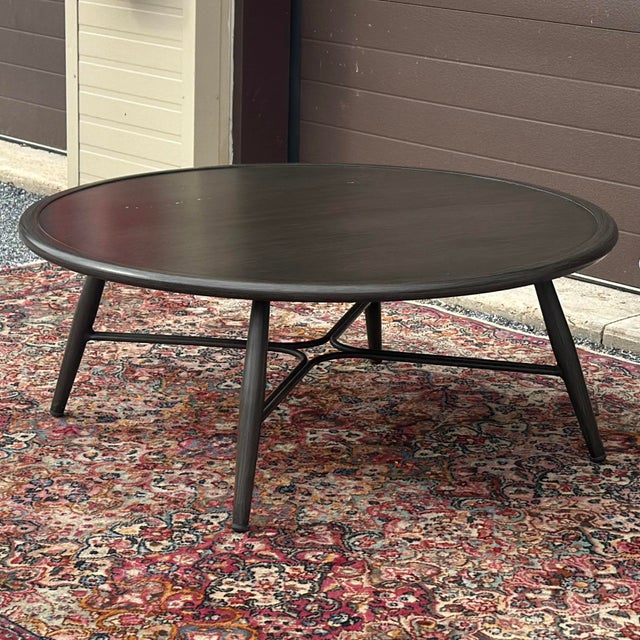 Mid-Century Modern Contemporary Ratana Bolano Collection Aluminum Outdoor Round Coffee Table For Sale - Image 3 of 11