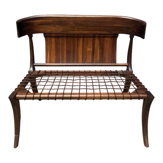 Modern Walnut Klismos Style Settee For Sale