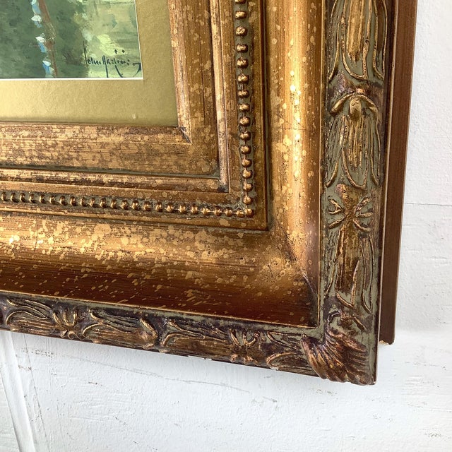Vintage European Canal Scene in Ornate Gilt Wood Frame For Sale - Image 12 of 12