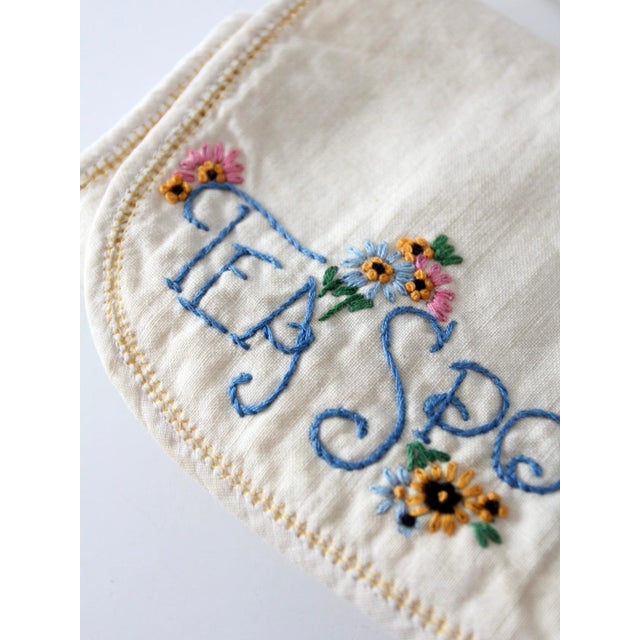 Vintage Embroidered Silverware Holder Set of 4 For Sale - Image 6 of 16