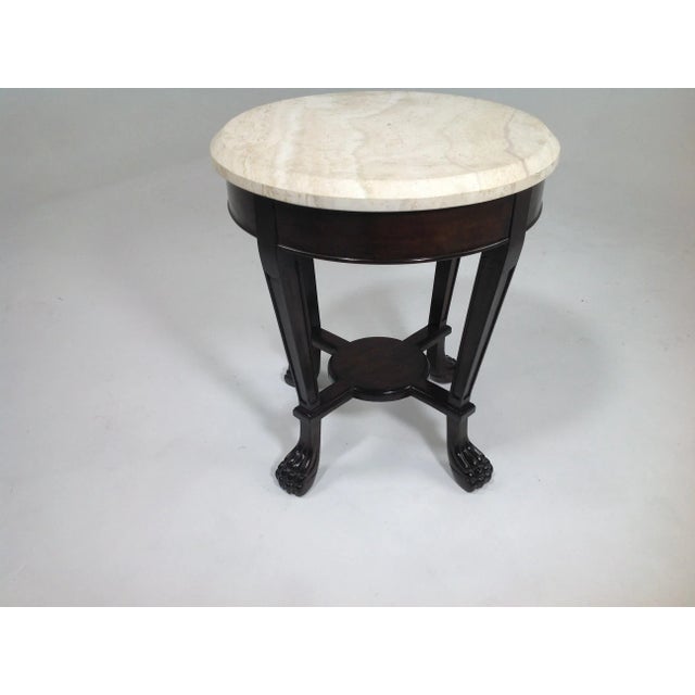 2010s Tuscan Style Travertine Top Side Table For Sale - Image 5 of 5
