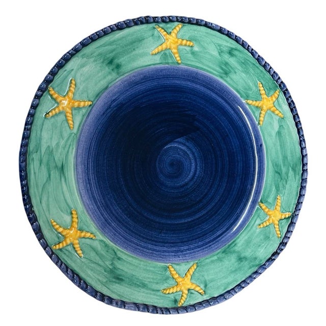 2000 - 2009 Vintage Italian Faience Starfish Coastal Ceramic Plates - Set of 9 For Sale - Image 5 of 9