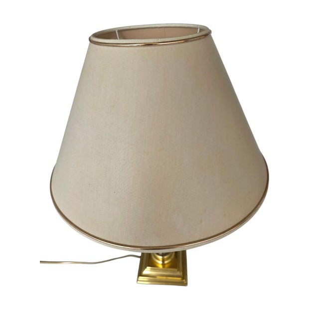 Cream Table Lamp in Glass and Brass from Le Dauphin, France, 1970s For Sale - Image 8 of 13