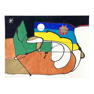 Modernist Abstract "Manan Du Terre" by Lt Milton 1987 For Sale