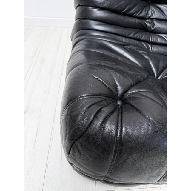 Vintage Togo Sofa in Black Leather by Michel Ducaroy for Ligne Roset, 1990s, Set of 4 For Sale - Image 12 of 18