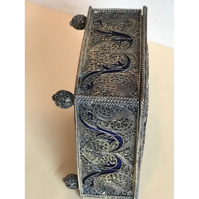 Portuguese Silver Filigree and Enamel Box with Gold Wash For Sale - Image 11 of 12
