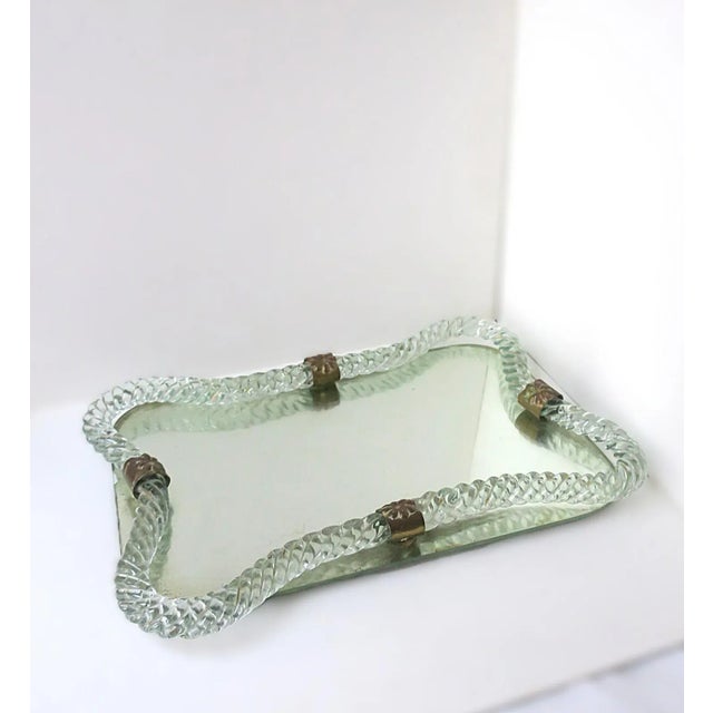 A beautiful Italian Murano art glass and mirror vanity tray, attributed to Venini, circa early to mid-20th century, Italy....