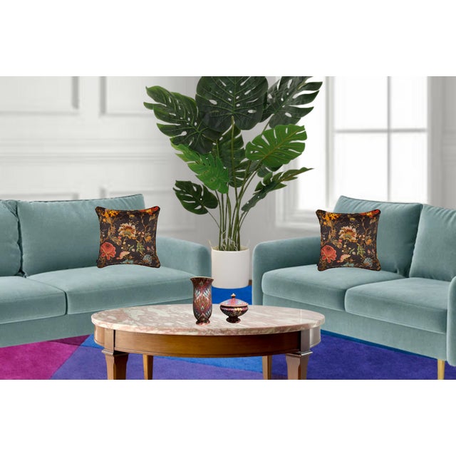 Toyo Pink Peacock Feather Pattern Porcelain Vase Container Set- A Pair For Sale - Image 13 of 18