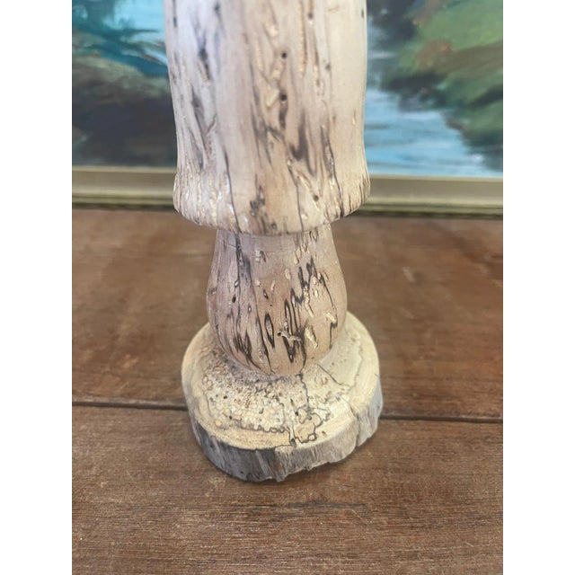 1970s Vintage Hand Carved Wooden Mushroom For Sale - Image 5 of 7