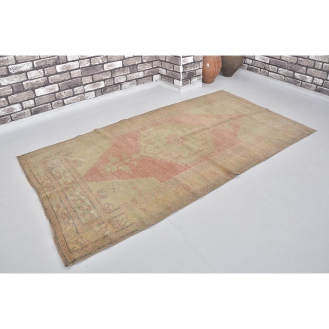 Textile 1950s Anatolian Tribal Oushak Carpet For Sale - Image 7 of 10