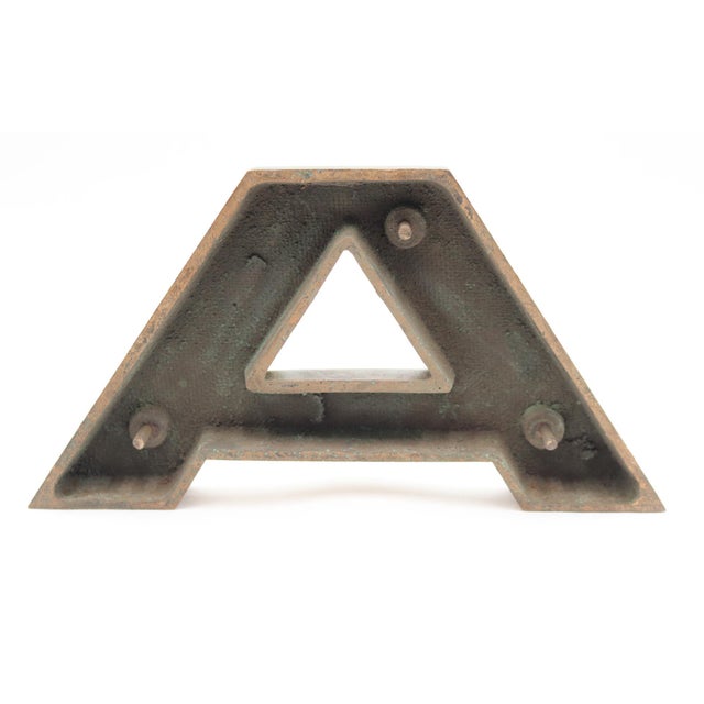 Traditional Vintage 5.125 In. Cast Brass Sign Letter A For Sale - Image 3 of 3