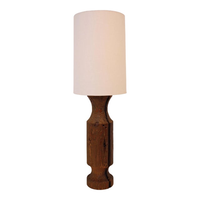 Extra Large Late 20th Century Turned Wood Lamp For Sale