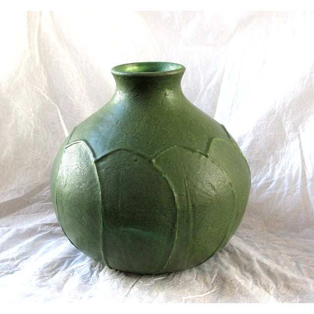 An extraordinary and highly important Arts & Crafts period pottery vase by Grueby Pottery of Boston, Massachusetts, dated...